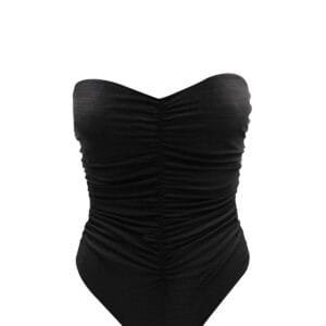 SHINY BLACK SYTRAPLESS ONE PIECE