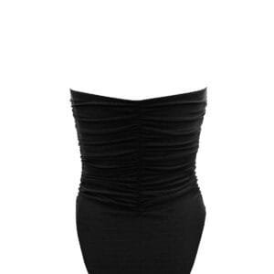 SHINY BLACK SYTRAPLESS ONE PIECE