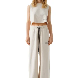 Signature Loose crop top Ecru