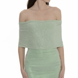 Coral Mesh With Rhrinestones Mini Dress