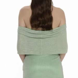 Coral Mesh With Rhrinestones Mini Dress