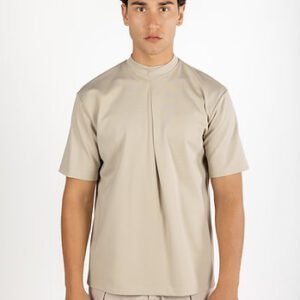 High Neck Pleated T-Shirt