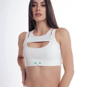 Elegant Verve Low V-Neck White Bra Top