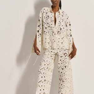 Παντελόνι off white crop από δαντέλα IVANNA