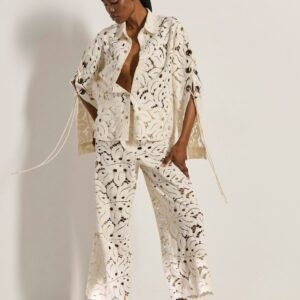 Παντελόνι off white crop από δαντέλα IVANNA