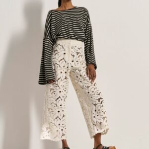 Παντελόνι off white crop από δαντέλα IVANNA