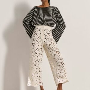 Παντελόνι off white crop από δαντέλα IVANNA