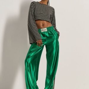 Μαύρο ριγέ crop τοπ με φαρδιά μανίκια MORENA