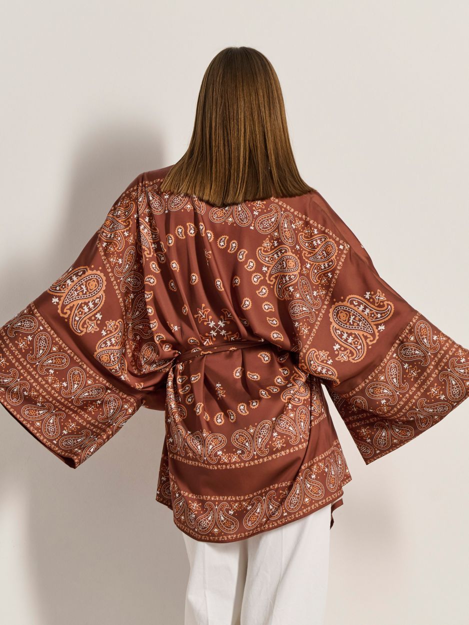 Κιμονό καφέ με pattern IMANI