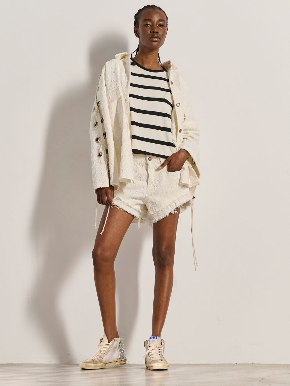 Off-white κοντομάνικο oversized crop top με ρίγες MAURA