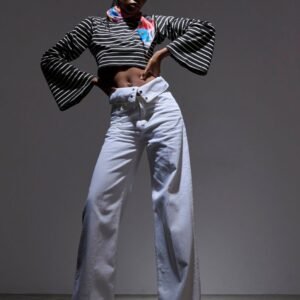 Τζιν λευκό ψηλόμεσο παντελόνι FILIPPA