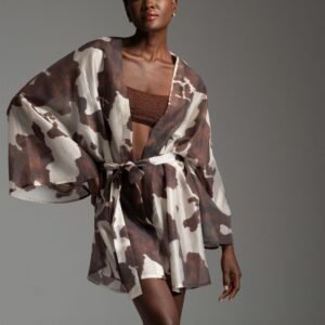 Animal print kimono with transparency SAVANNAH