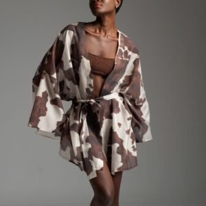 Animal print kimono with transparency SAVANNAH