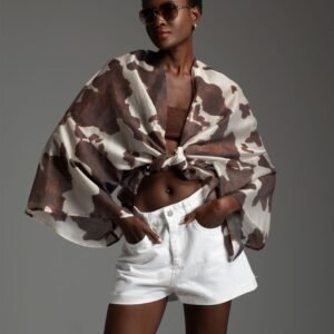 Animal print kimono with transparency SAVANNAH