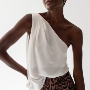 Τοπ λευκό μεταξωτό με έναν ώμο MONIQUE