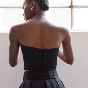 Μπούστο μαύρο corset με έντονο V-neck AYA