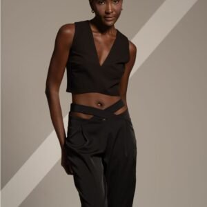 Παντελόνι μαύρο με χιαστί σχέδιο στη μέση KOOP