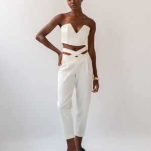 Παντελόνι off white με χιαστί σχέδιο στη μέση KOOP