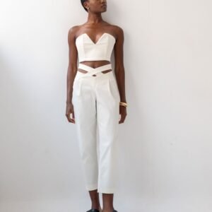 Παντελόνι off white με χιαστί σχέδιο στη μέση KOOP