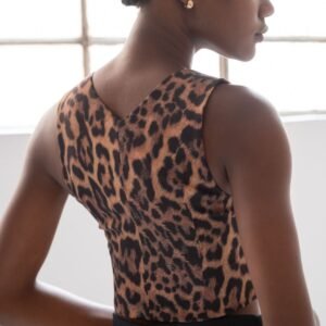 Τοπ λεοπάρ αμάνικο με V-Neck NAOMI