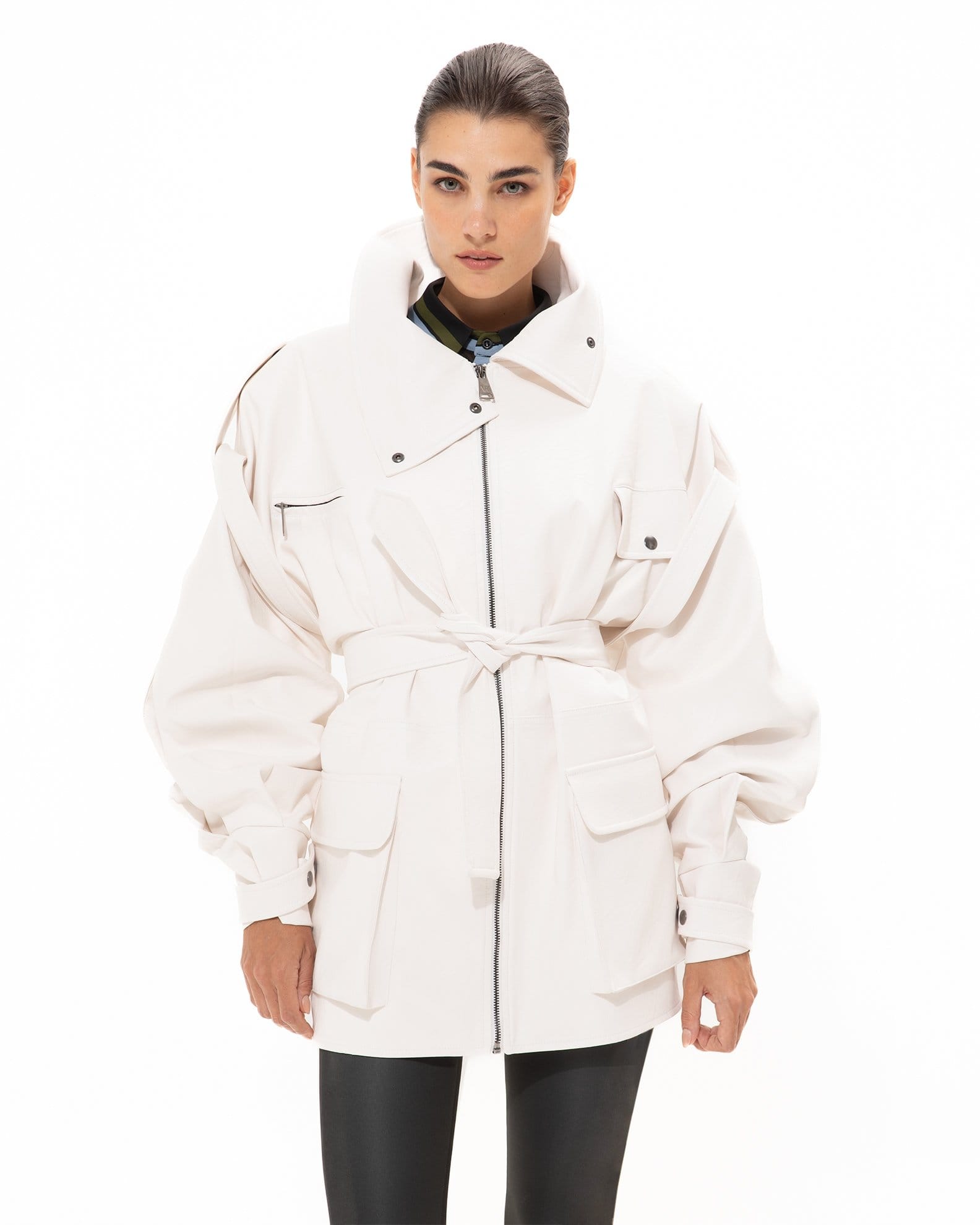 WHITE FAUX LEATHER JACKET