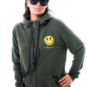 Hoodie Smiley Chaki Yellow Face