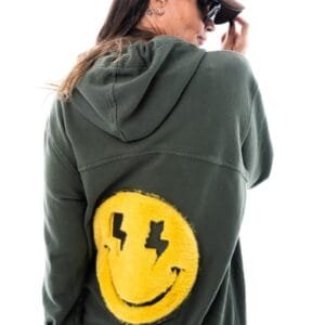 Hoodie Smiley Chaki Yellow Face