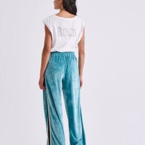 Γαλάζια Βελούδινη Φόρμα με Τρέσα στο Πλάι PHYLLIS