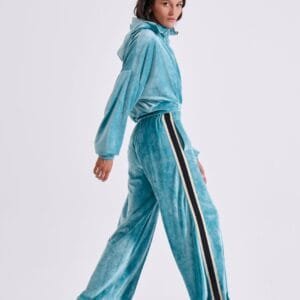 Γαλάζια Βελούδινη Φόρμα με Τρέσα στο Πλάι PHYLLIS