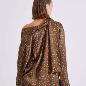 Πουκάμισο καφέ animal print με εσάρπα NALA