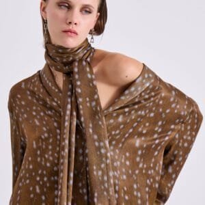 Πουκάμισο καφέ animal print με εσάρπα NALA