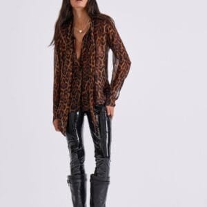 Leopard Ημιδιάφανο Μεταξωτό Πουκάμισο CLAW