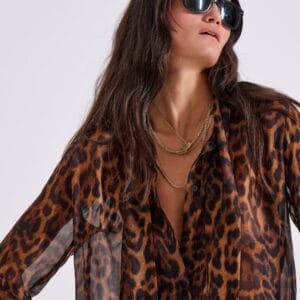 Leopard Ημιδιάφανο Μεταξωτό Πουκάμισο CLAW