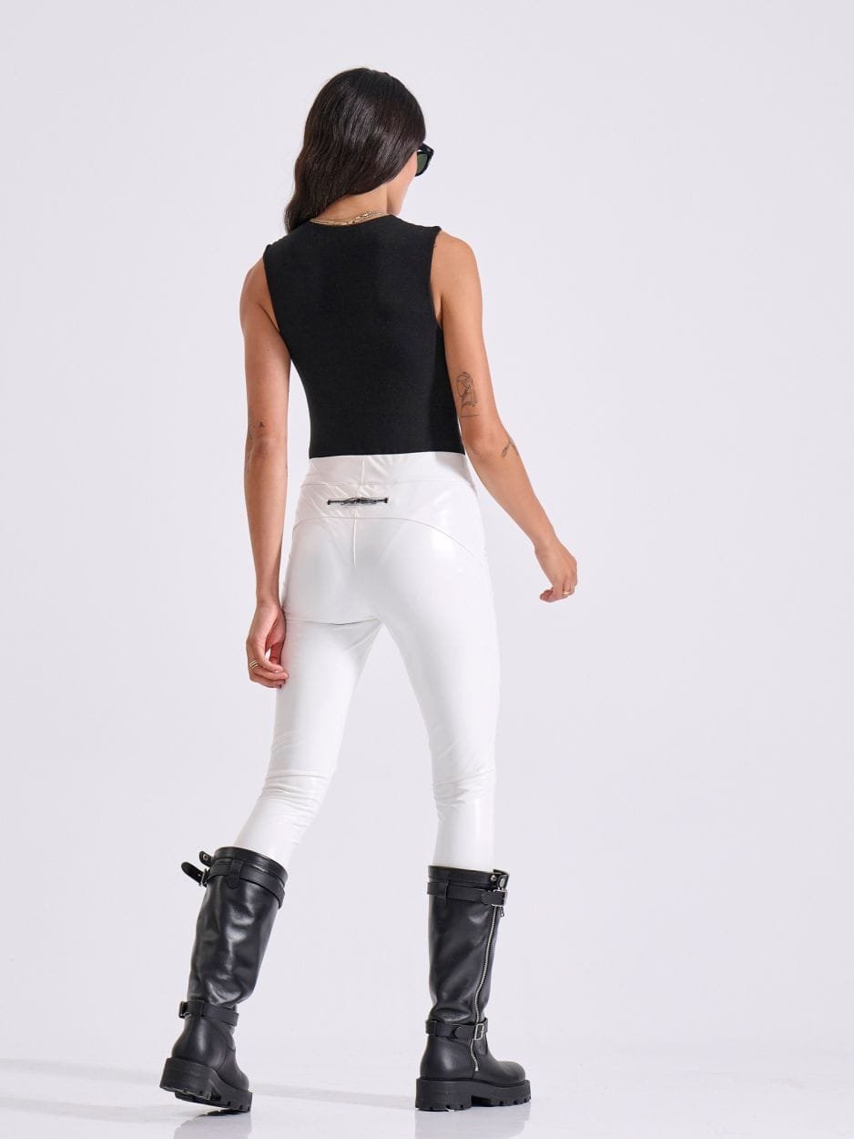 Λευκό Βινύλ γυναικείο Κολάν με Μεταλλικά Φερμουάρ IRIS