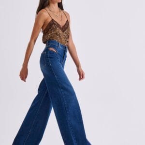 Μπλε Τζιν Παντελόνι Καμπάνα με Κοψίματα στο Πλάι RAVEN