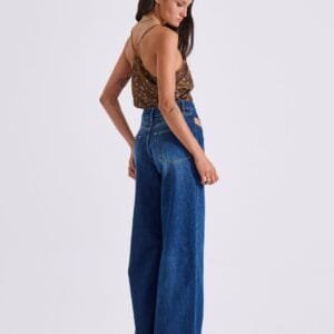 Μπλε Τζιν Παντελόνι Καμπάνα με Κοψίματα στο Πλάι RAVEN