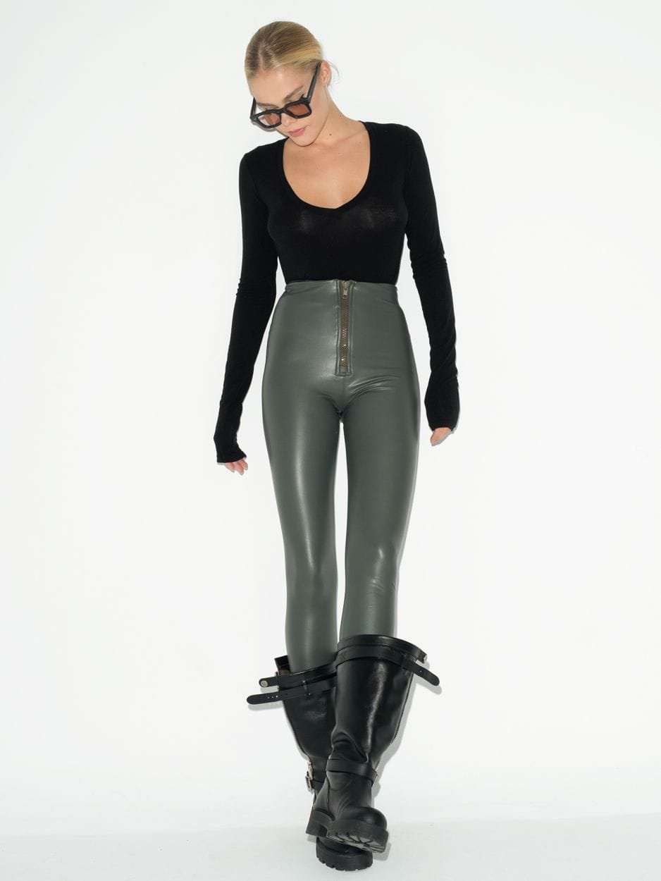 Κολάν πράσινο δερματίνη με φερμουάρ EMERSON