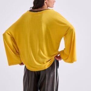 Μπλούζα κίτρινη oversized διπλής όψης με στρας κρύσταλλα "rock" FRANCIS