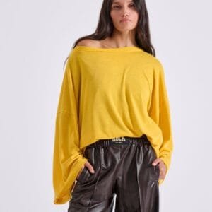 Μπλούζα κίτρινη oversized διπλής όψης με στρας κρύσταλλα "rock" FRANCIS