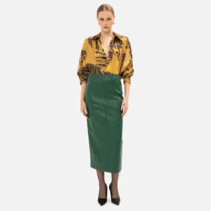 ALPINE GREEN FAUX LEATHER SKIRT