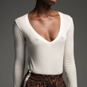 Off-white Τοπ με V λαιμόκοψη και μακριά μανίκια MARION