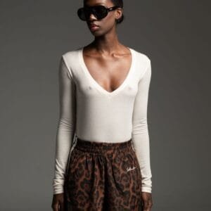 Off-white Τοπ με V λαιμόκοψη και μακριά μανίκια MARION