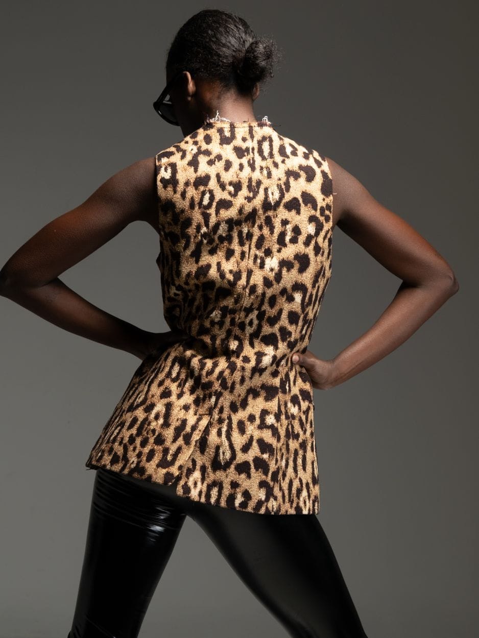Leopard jacquard vest MORRIS