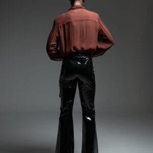 Μαύρο βινύλ παντελόνι καμπάνα FOX