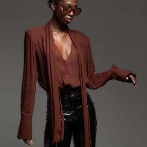 Καφέ πουκάμισο με διαφάνεια ALBION