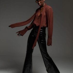 Καφέ πουκάμισο με διαφάνεια ALBION