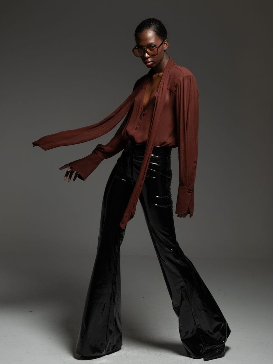 Καφέ πουκάμισο με διαφάνεια ALBION