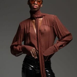 Καφέ πουκάμισο με διαφάνεια ALBION