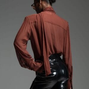 Καφέ πουκάμισο με διαφάνεια ALBION