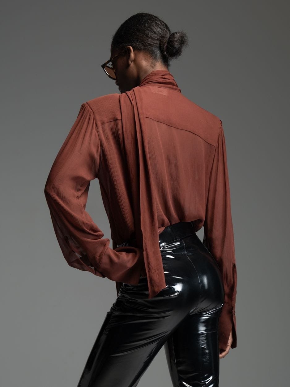 Καφέ πουκάμισο με διαφάνεια ALBION